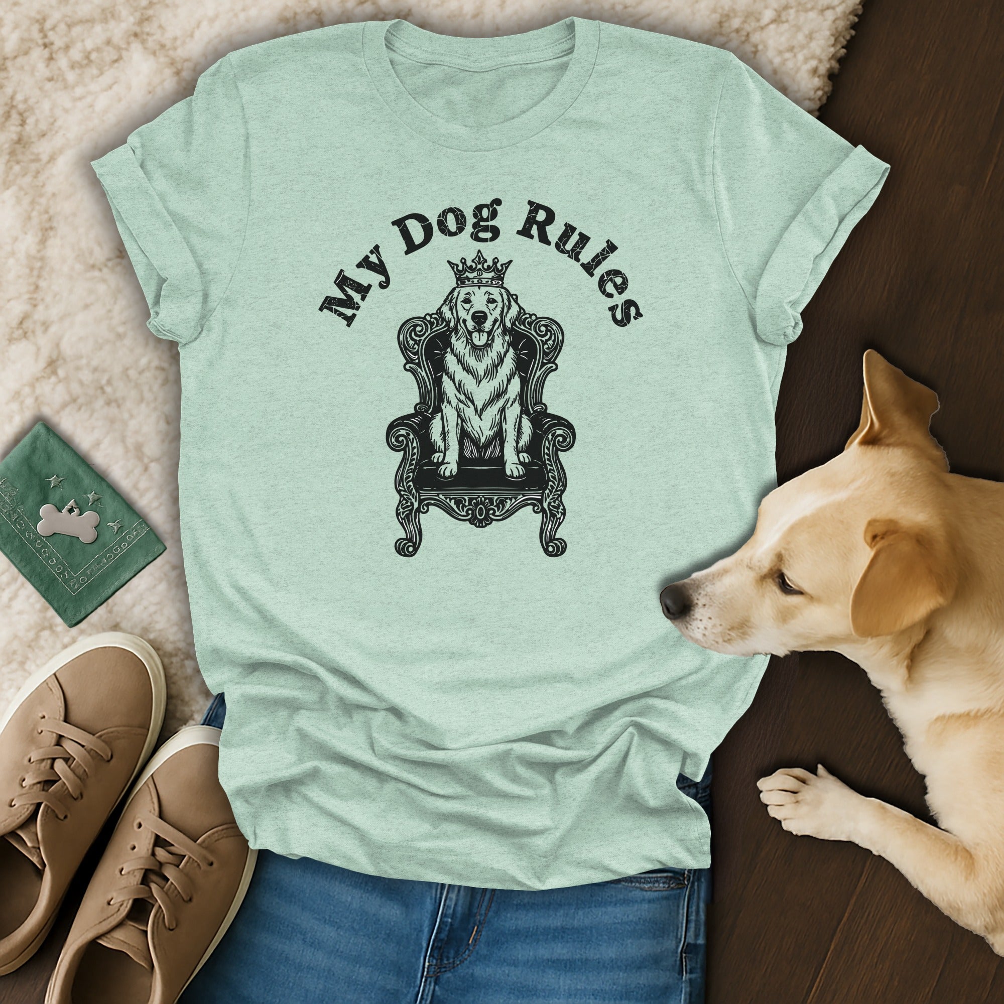 My Dog Rules Graphic Tee with Crowned Throne Design
