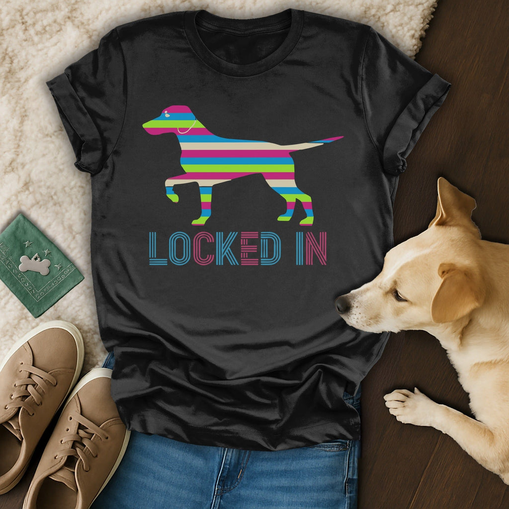 Locked In Striped Dog Graphic Tee Shirt