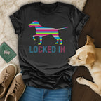 Locked In Striped Dog Graphic Tee Shirt