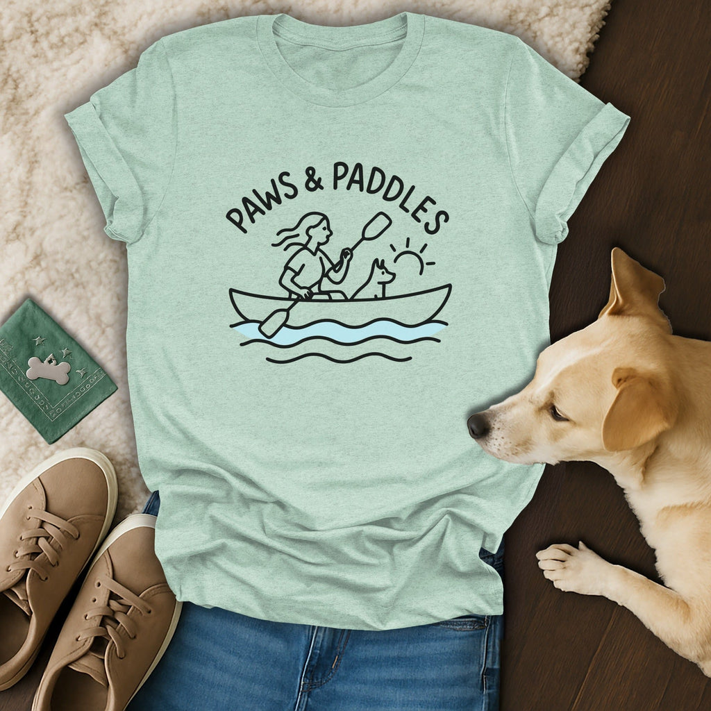 Paws and Paddles Canoeing Adventure T-Shirt for Dog Lovers