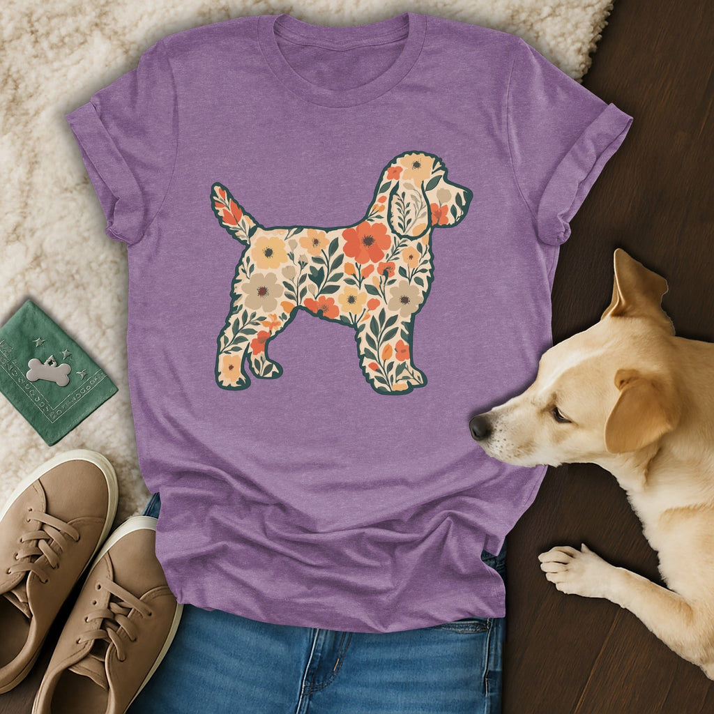 Floral Dog Graphic Purple T-Shirt Perfect Gift Idea