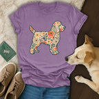 Floral Dog Graphic Purple T-Shirt Perfect Gift Idea