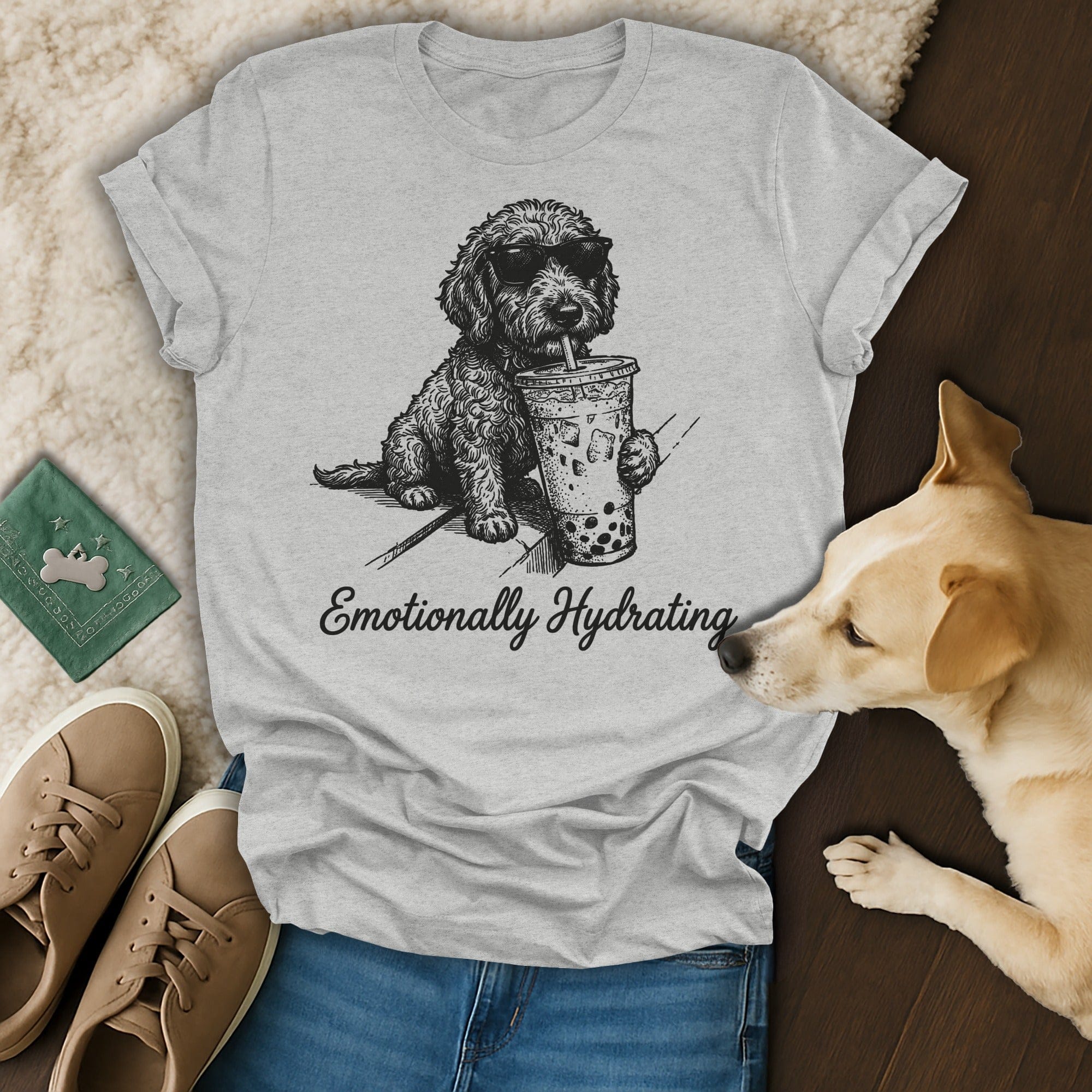 Emotionally Hydrating Cute Dog Bubble Tea Product Type
Goldendoodle
Poodle mix
Dog
Puppy
Bubble tea
Boba tea
Sunglasses
Emotionally Hydrating
Funny dog
Cute dog
Pet lover
Animal graphic
Dog parent
Dog owner
Drink lover
Boba fan
Graphic tee
Unique design
Animal humor
Dog illustration