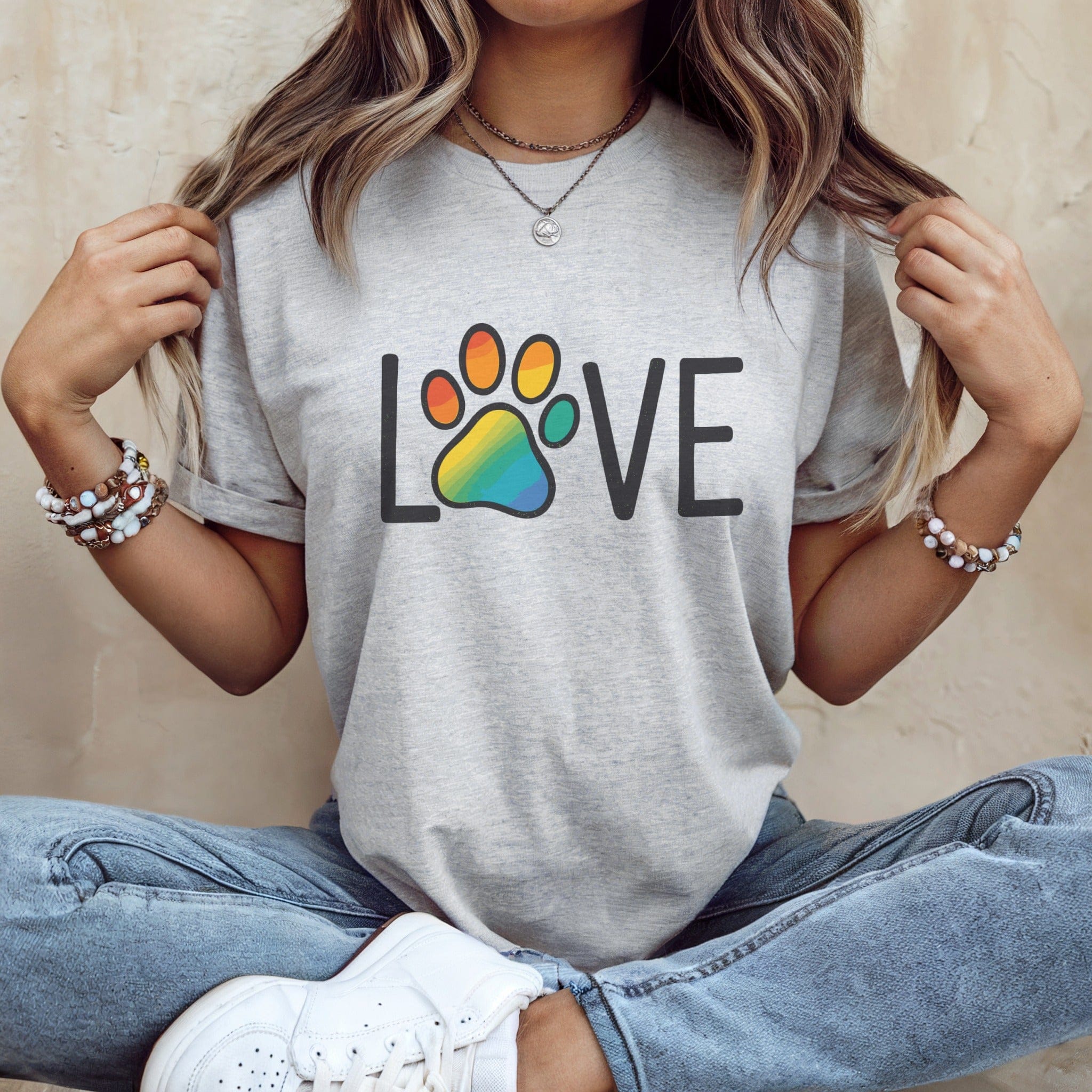 Love Rainbow Paw Print Shirt Perfect for Dog Lovers