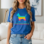 Stay Grounded Rainbow Dog Graphic Blue Shirt