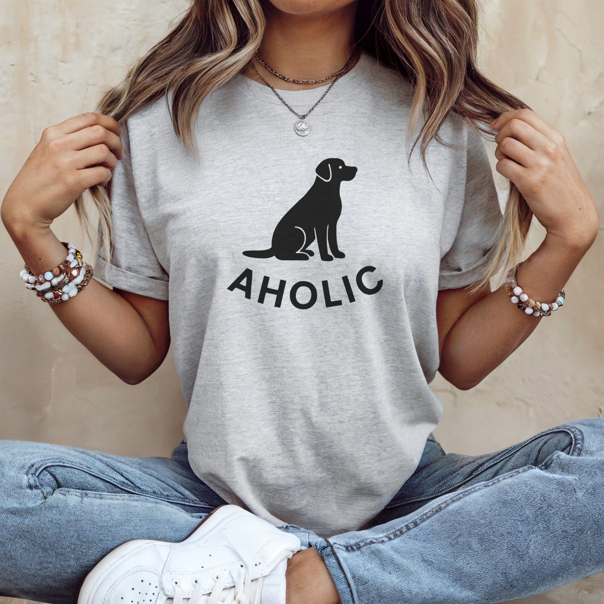 Aholic Dog Silhouette Graphic Design Shirt