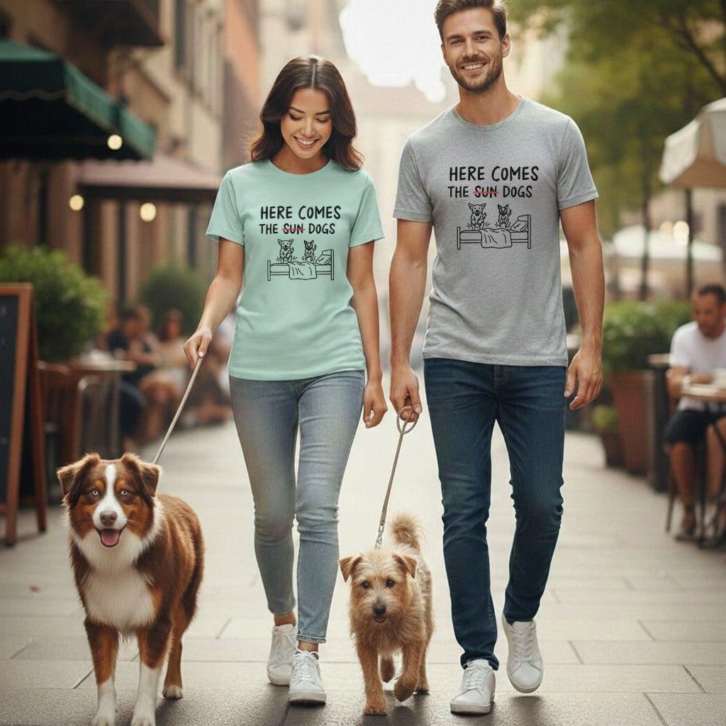 Here Comes the Sun Dogs Graphic Tee for Dog Lovers