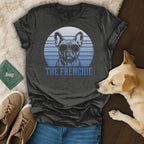 Dark grey t-shirt with "The Frenchie" text and French Bulldog graphic.