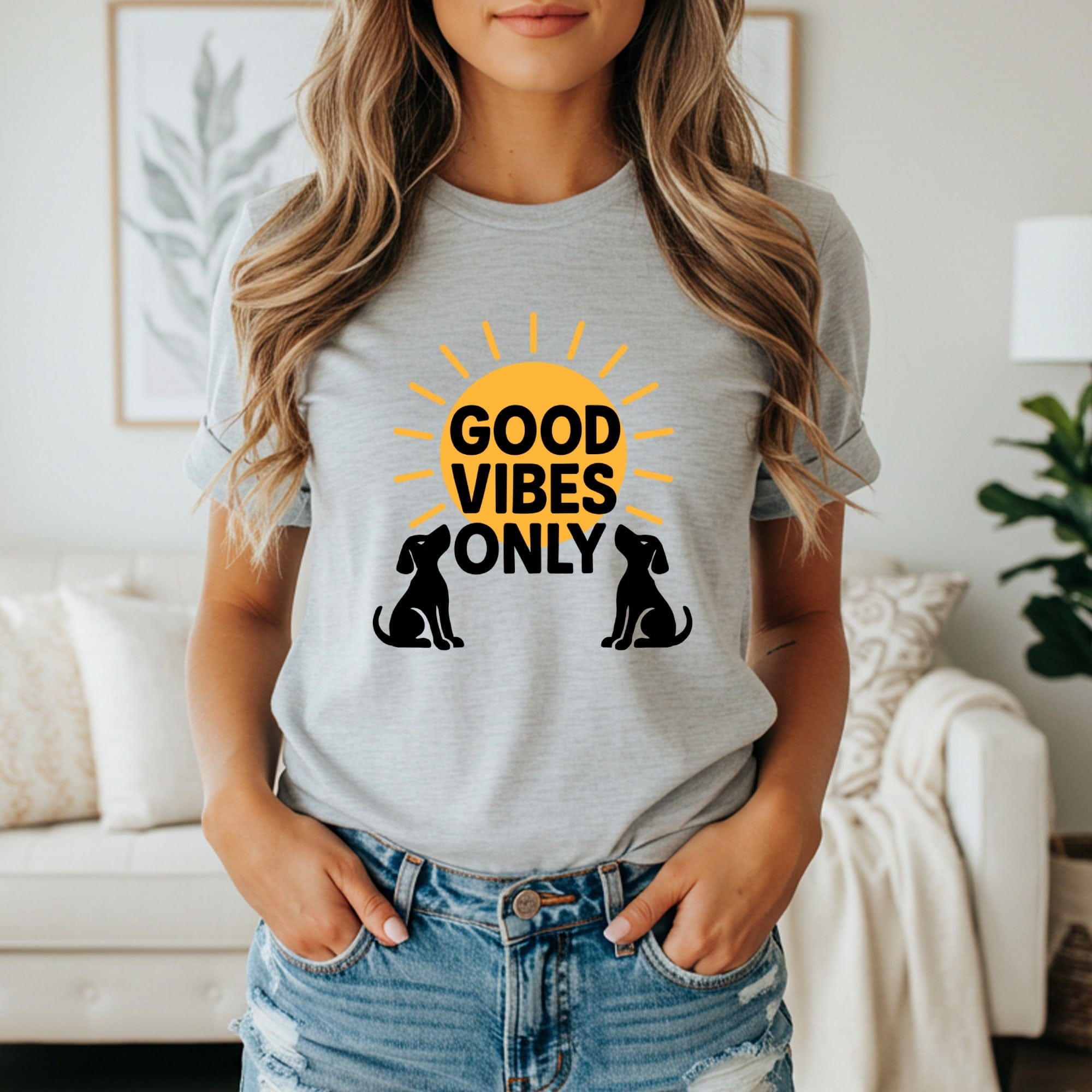 Good Vibes Only Shirt with Cute Dog Design