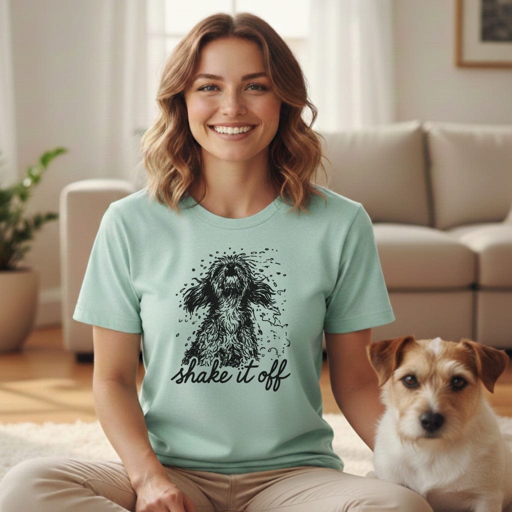 Shake It Off Dog Design T-Shirt Fun Graphic Tee
