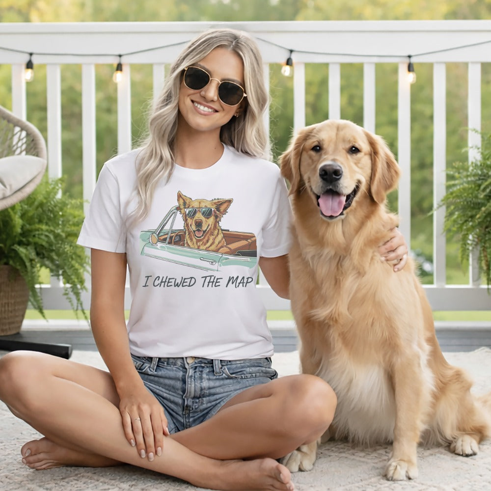 I Chewed The Map Shirt Funny Dog Graphic Tee Shirt