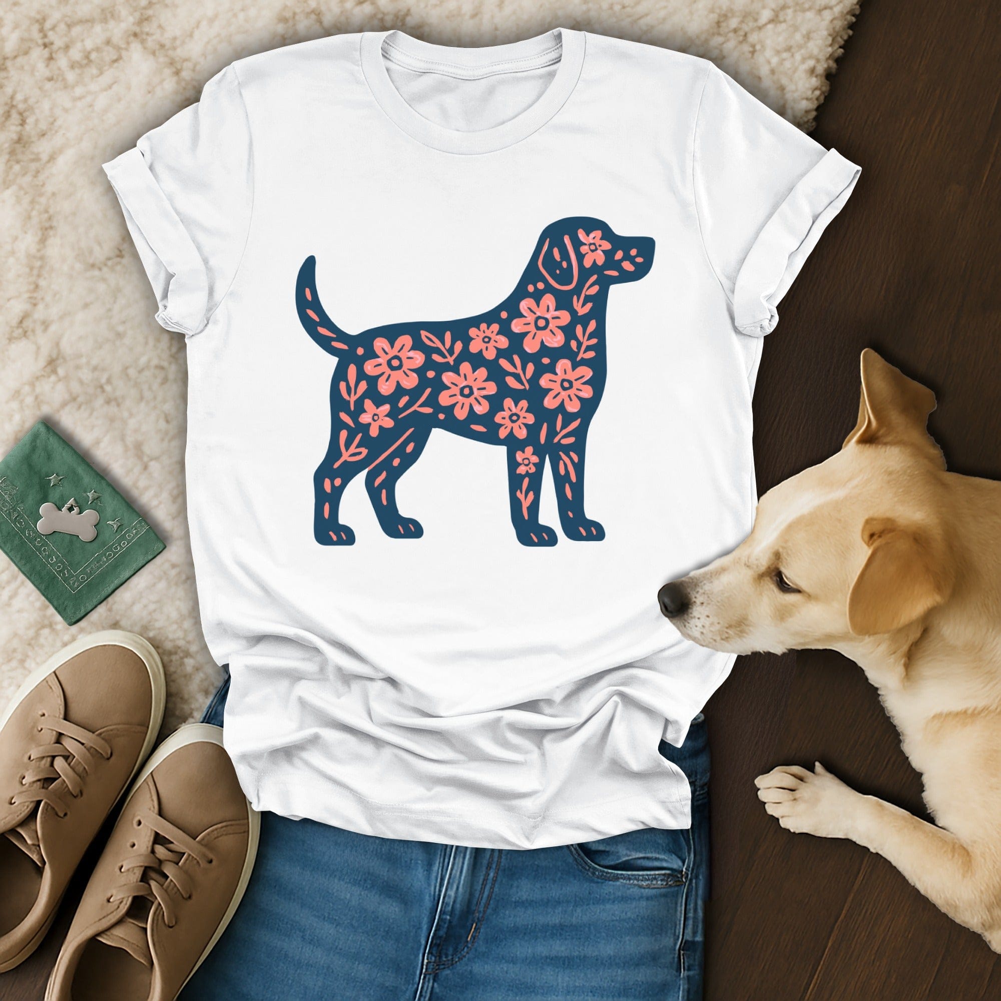 Floral Dog Graphic Tee for Pet Lovers Shirt