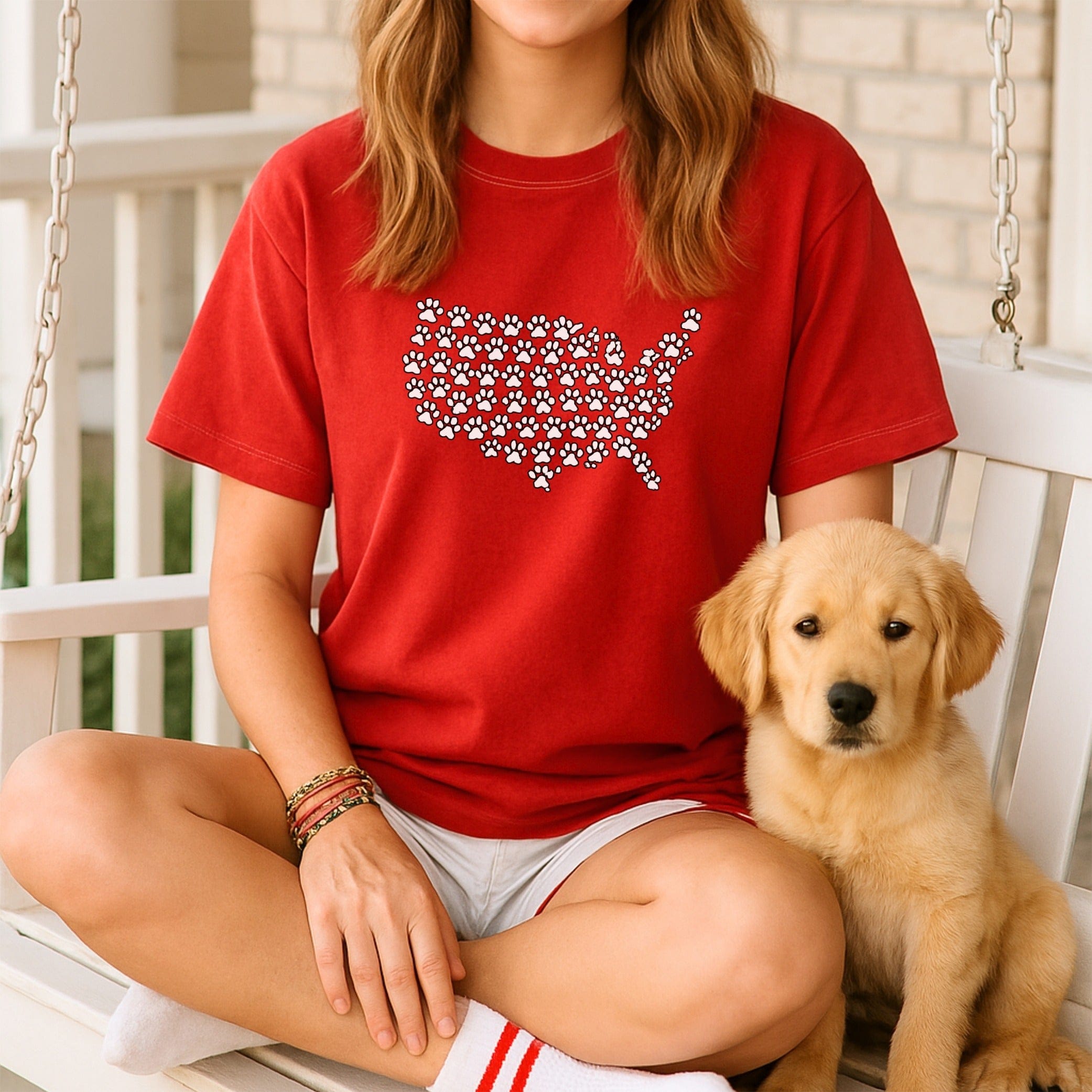 USA Map with Paw Prints Design T-shirt product