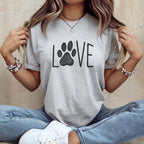 Love Paw Print Graphic T-shirt Cute Pet Lover Shirt
