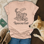 Light pink t-shirt with a floral dog design and "Rainy Day Fund" text.