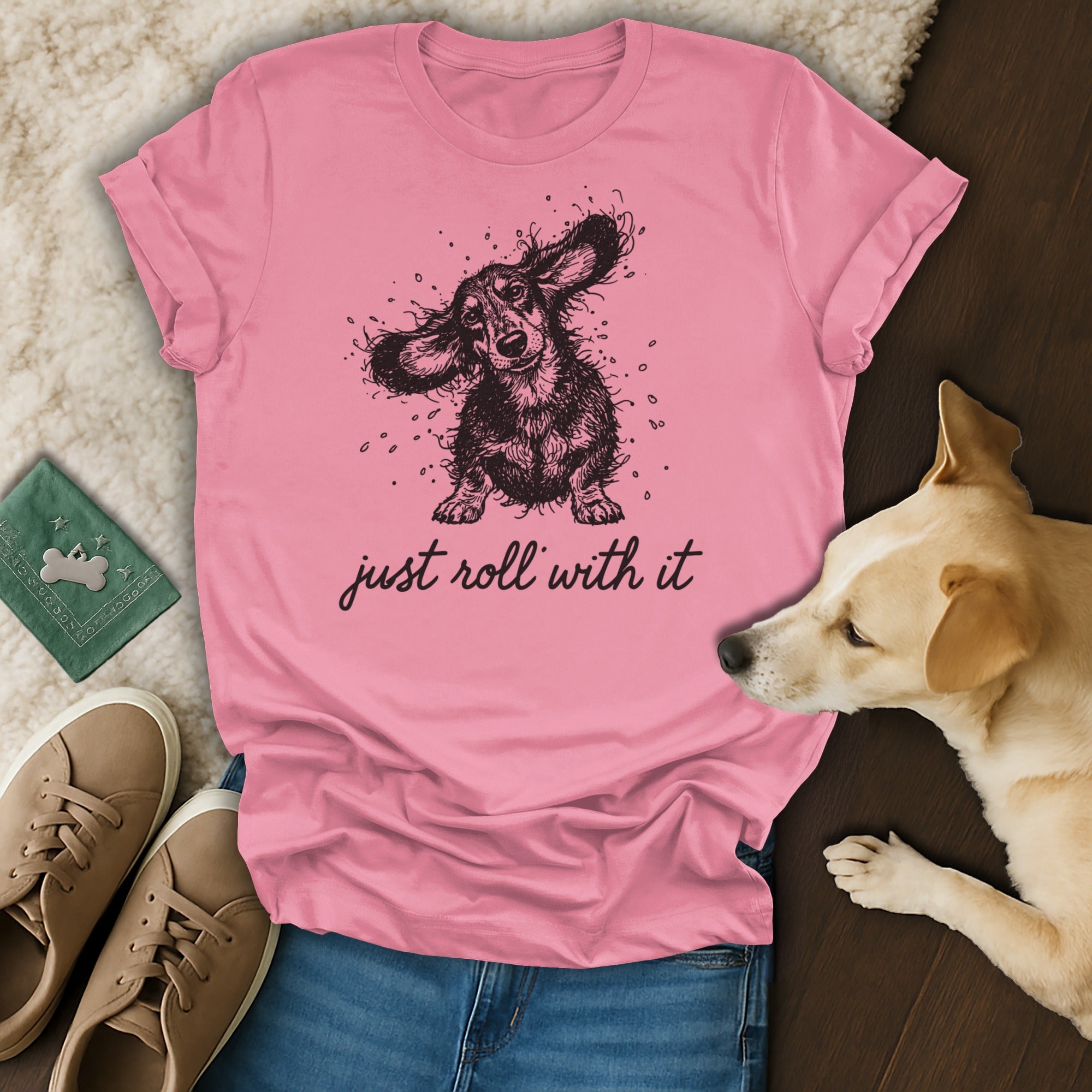 Dog Just Roll With It Cute Graphic T-shirt
