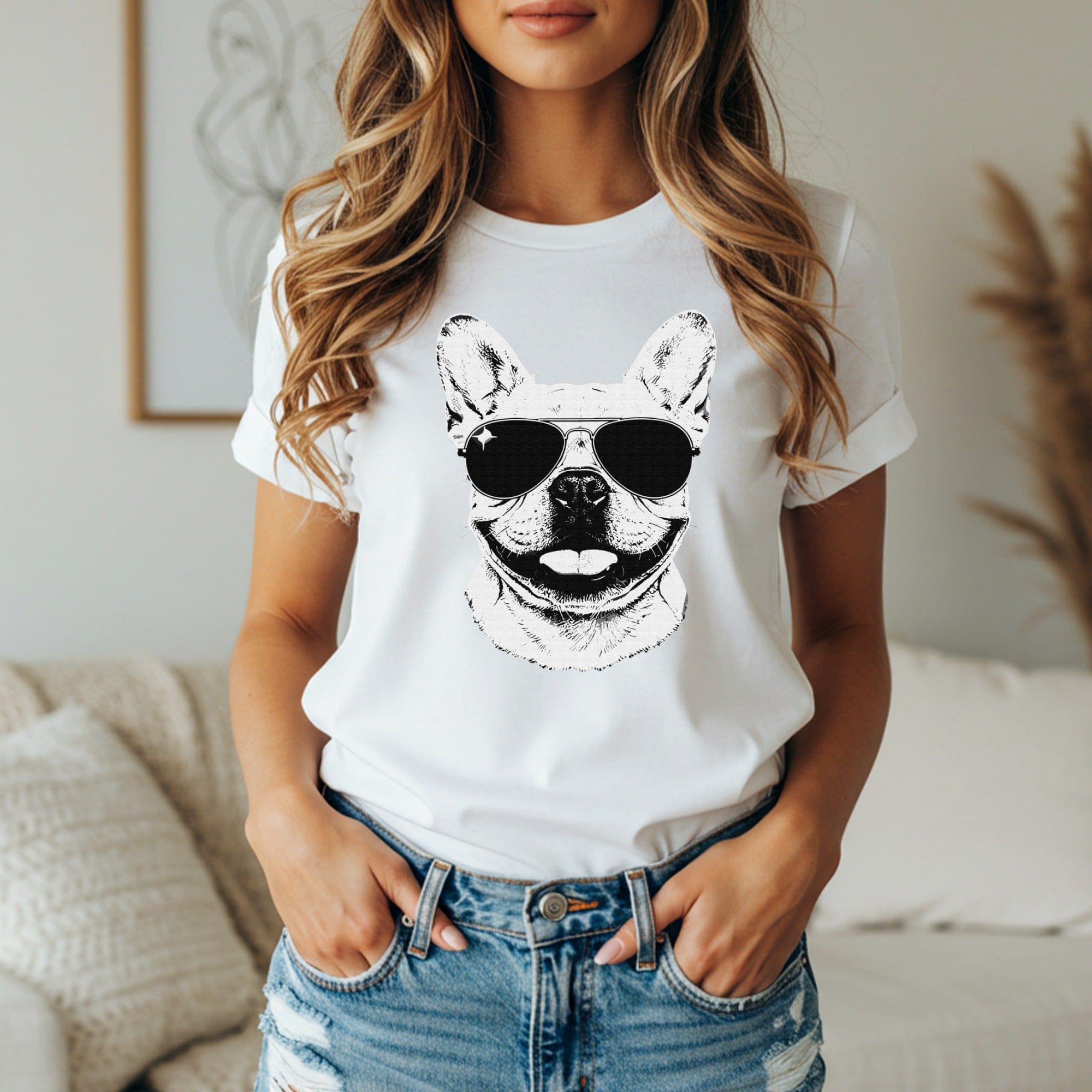 Cool Bulldog Wearing Sunglasses Graphic T-Shirt