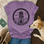 Purple t-shirt with "ALL PAWS ON DECK" text and dog illustration.
