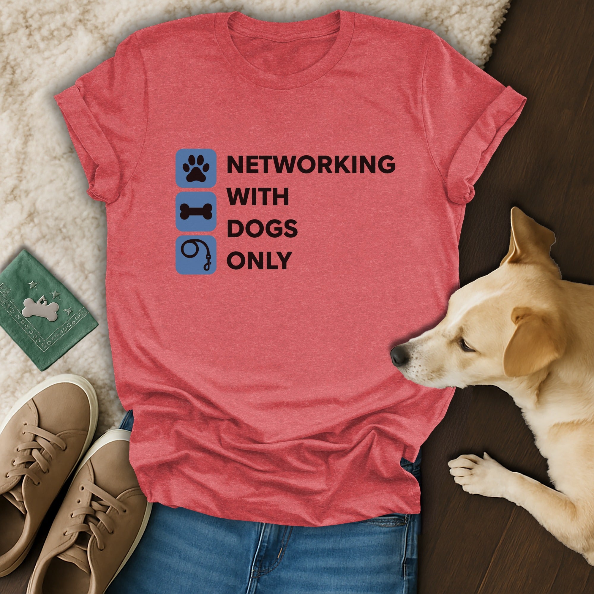 Networking With Dogs Only Red Casual Tee