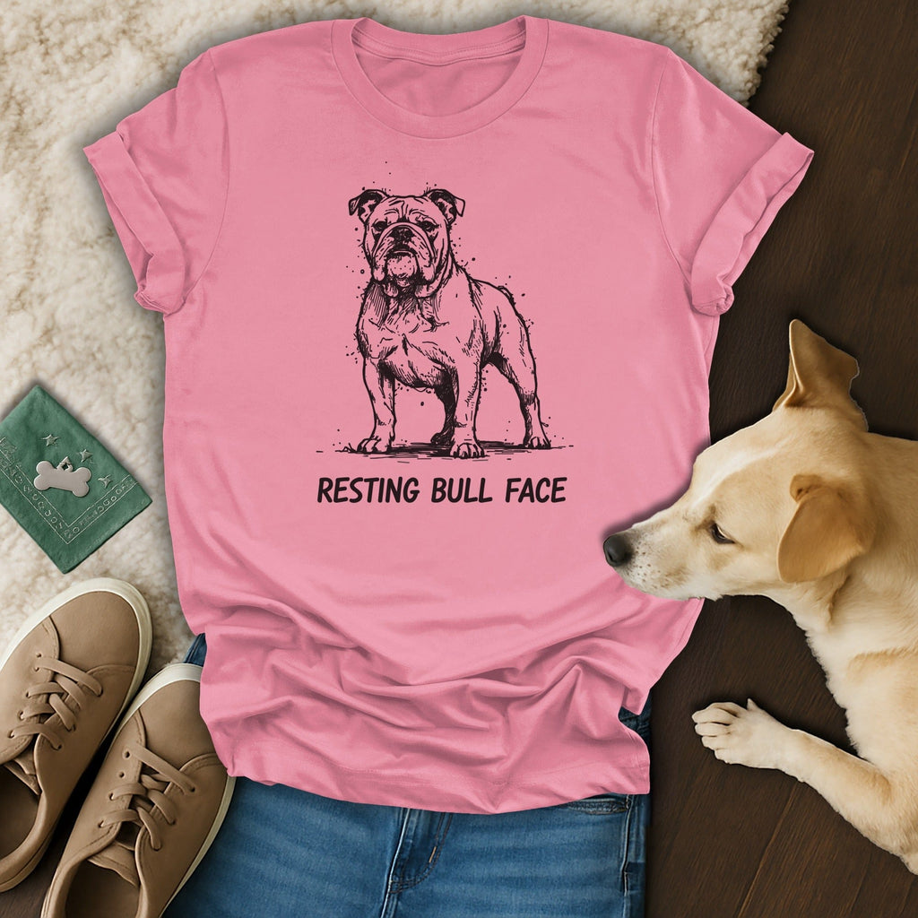 Resting Bull Face Graphic Tee Shirt Casual Top