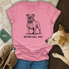 Resting Bull Face Graphic Tee Shirt Casual Top