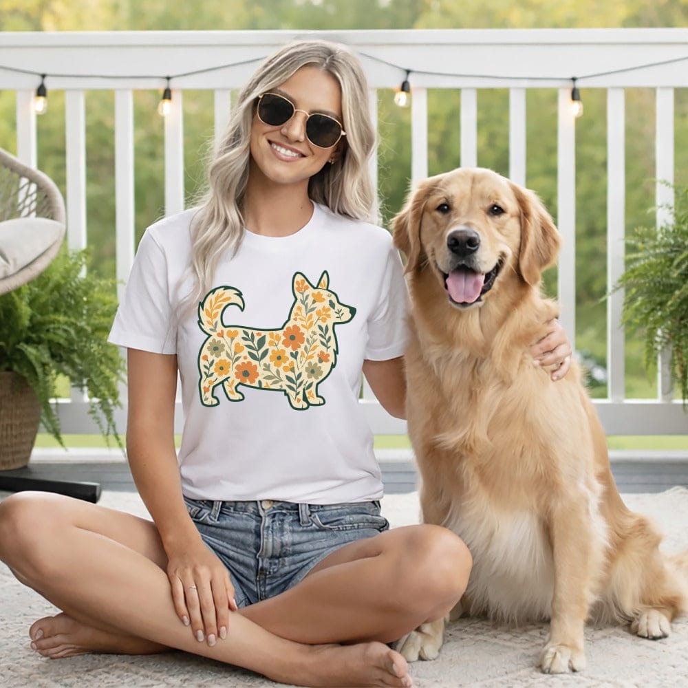 Floral Dog Design Graphic Tee for Dog Lovers Shirt