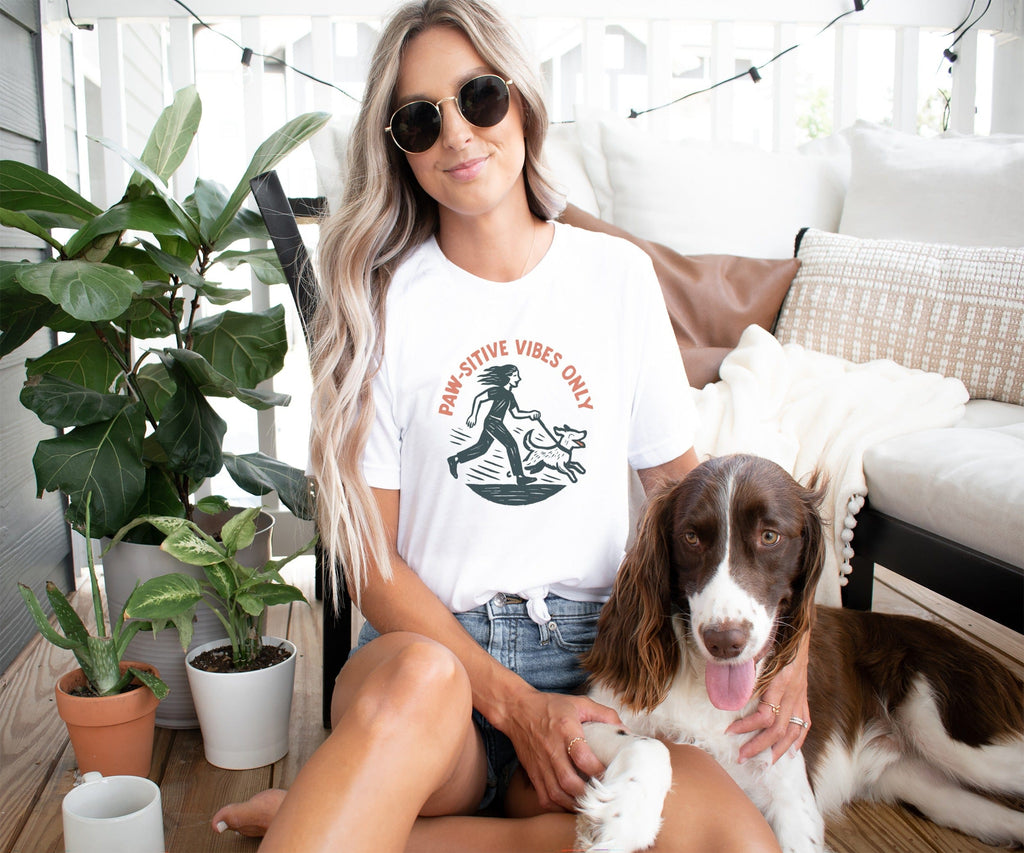Paw-sitive Vibes Only t-shirt with cute dog design