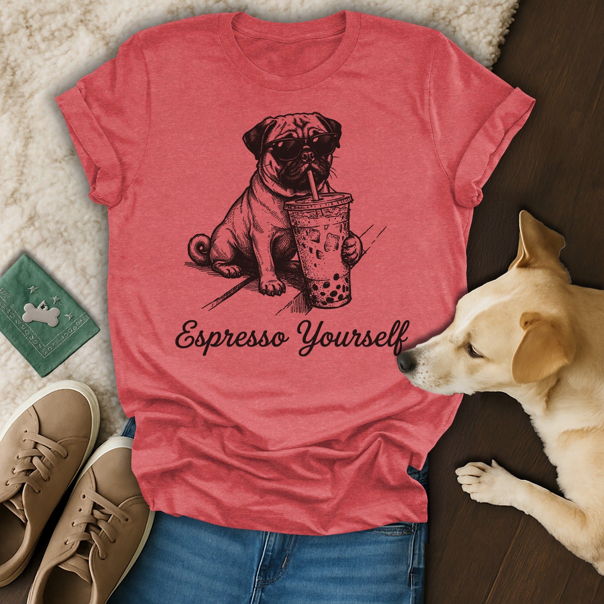 Pug Dog Sunglasses Bubble Tea Espresso Yourself T-Shirt product type