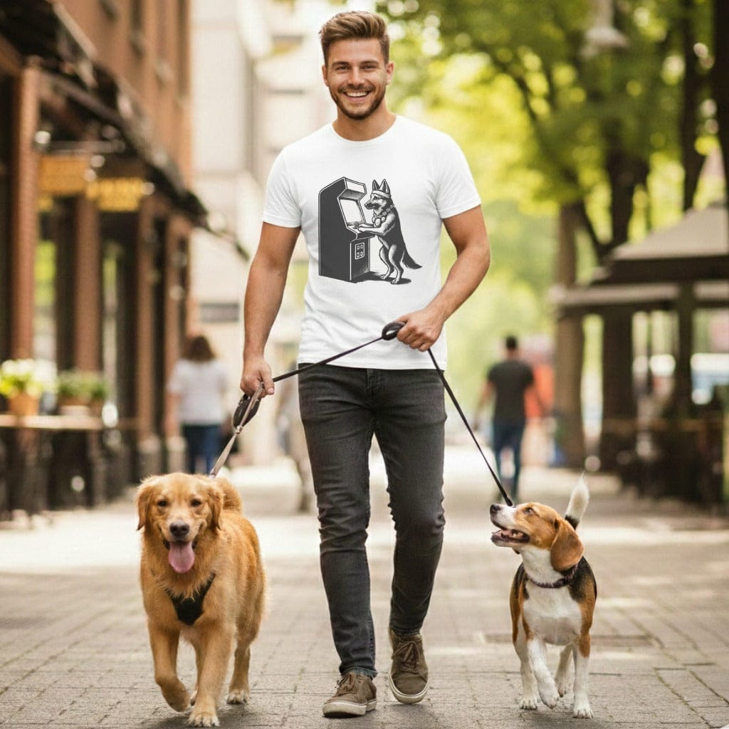 Cool German Shepherd Gamer Arcade Print T-shirt