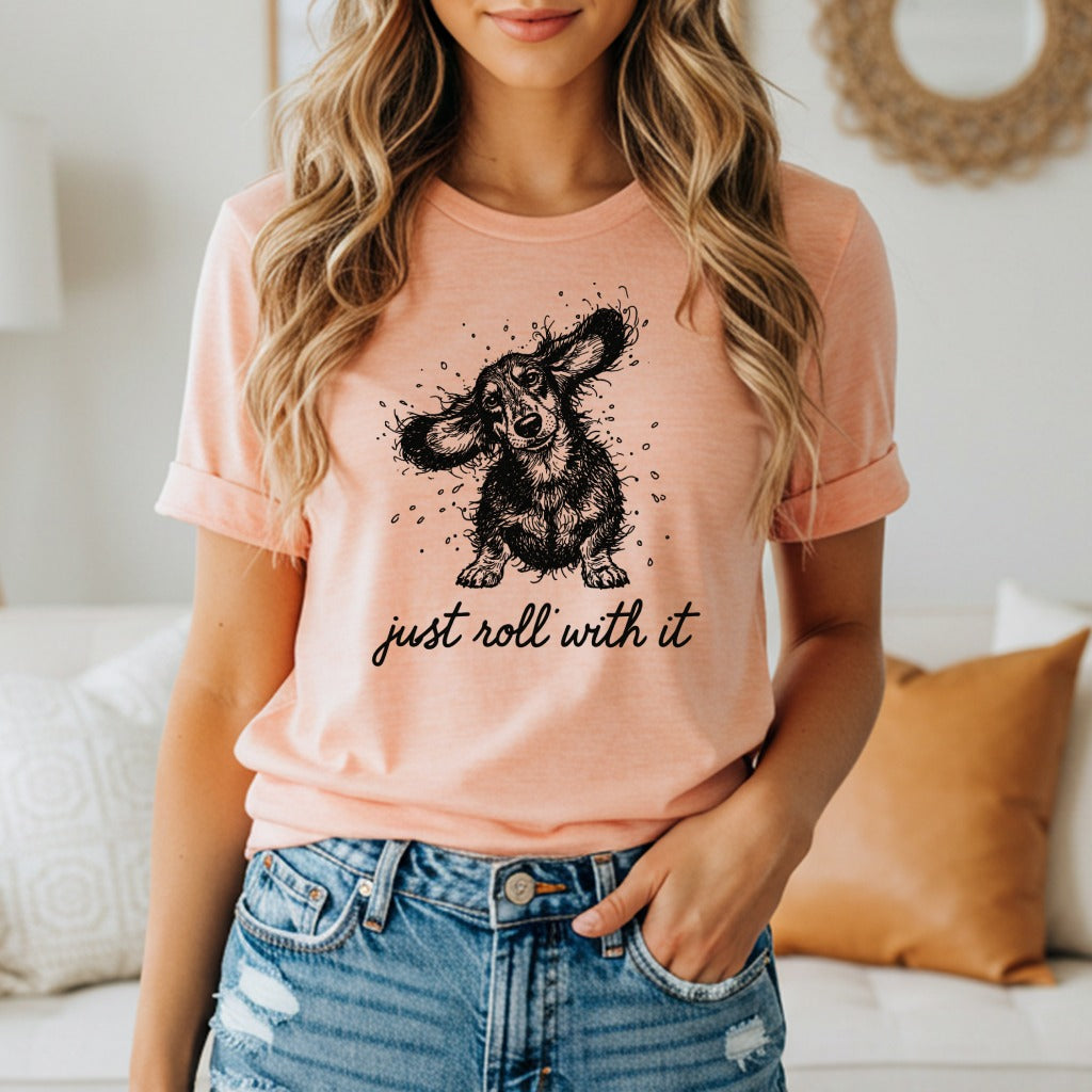 Just Roll With It Cute Dog Graphic T-Shirt