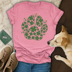 Pink Tee with Clover Paw Print Desirable T-shirt