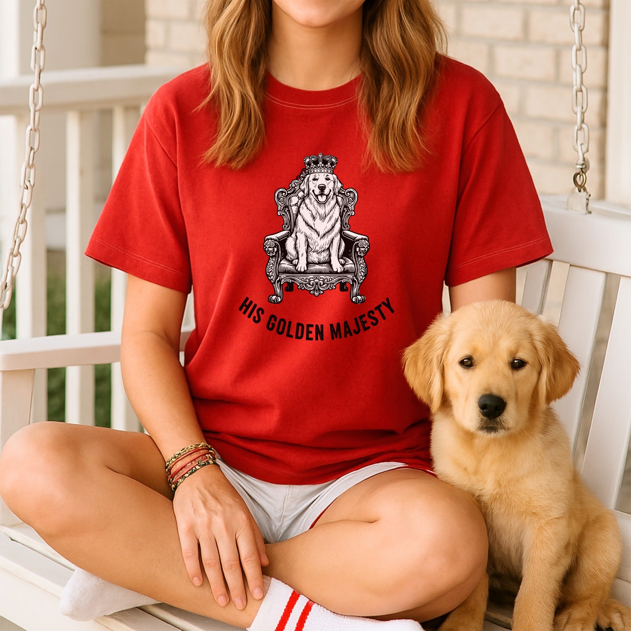 His Golden Majesty Graphic Red T-Shirt