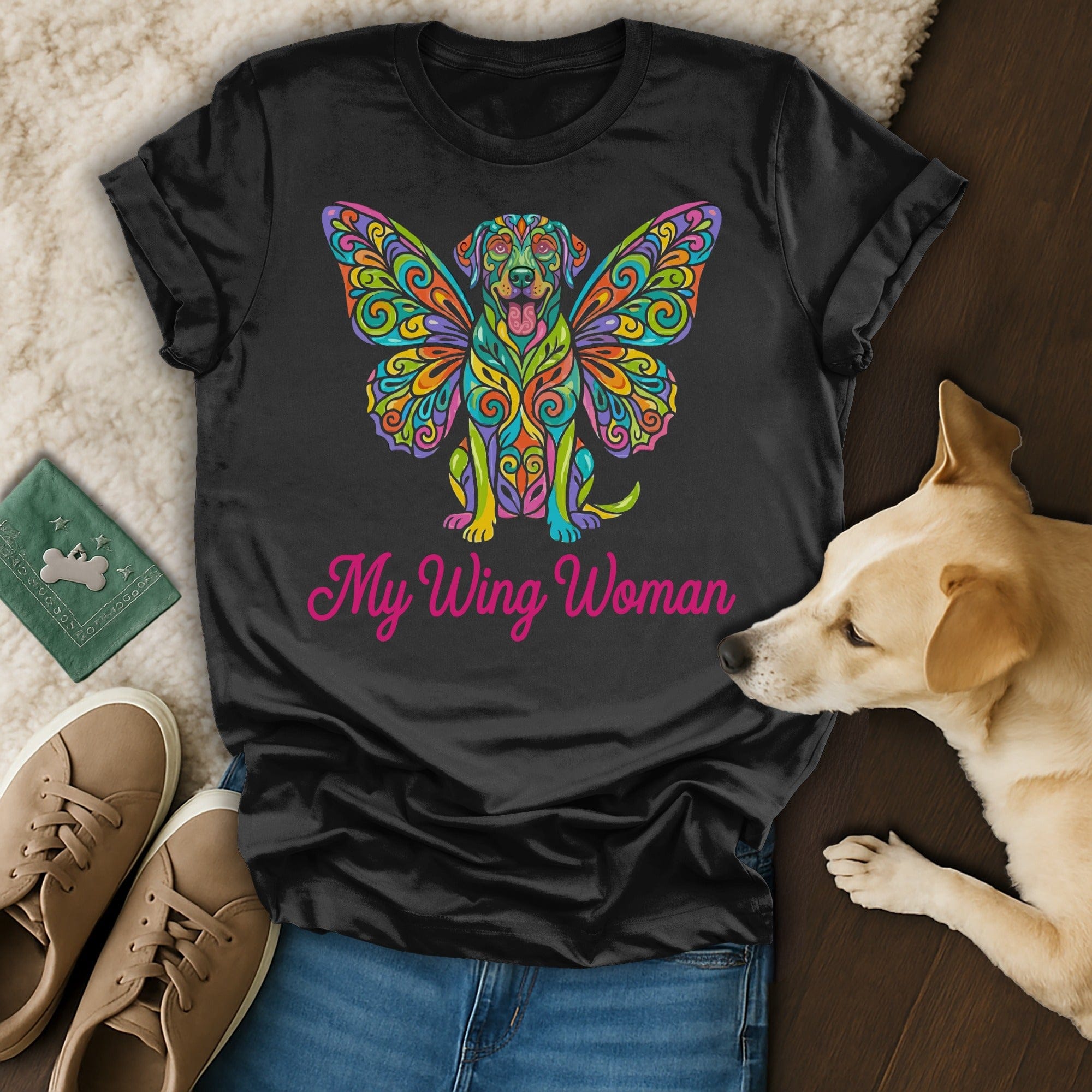 My Wing Woman Colorful Butterfly Dog Art Shirt product type