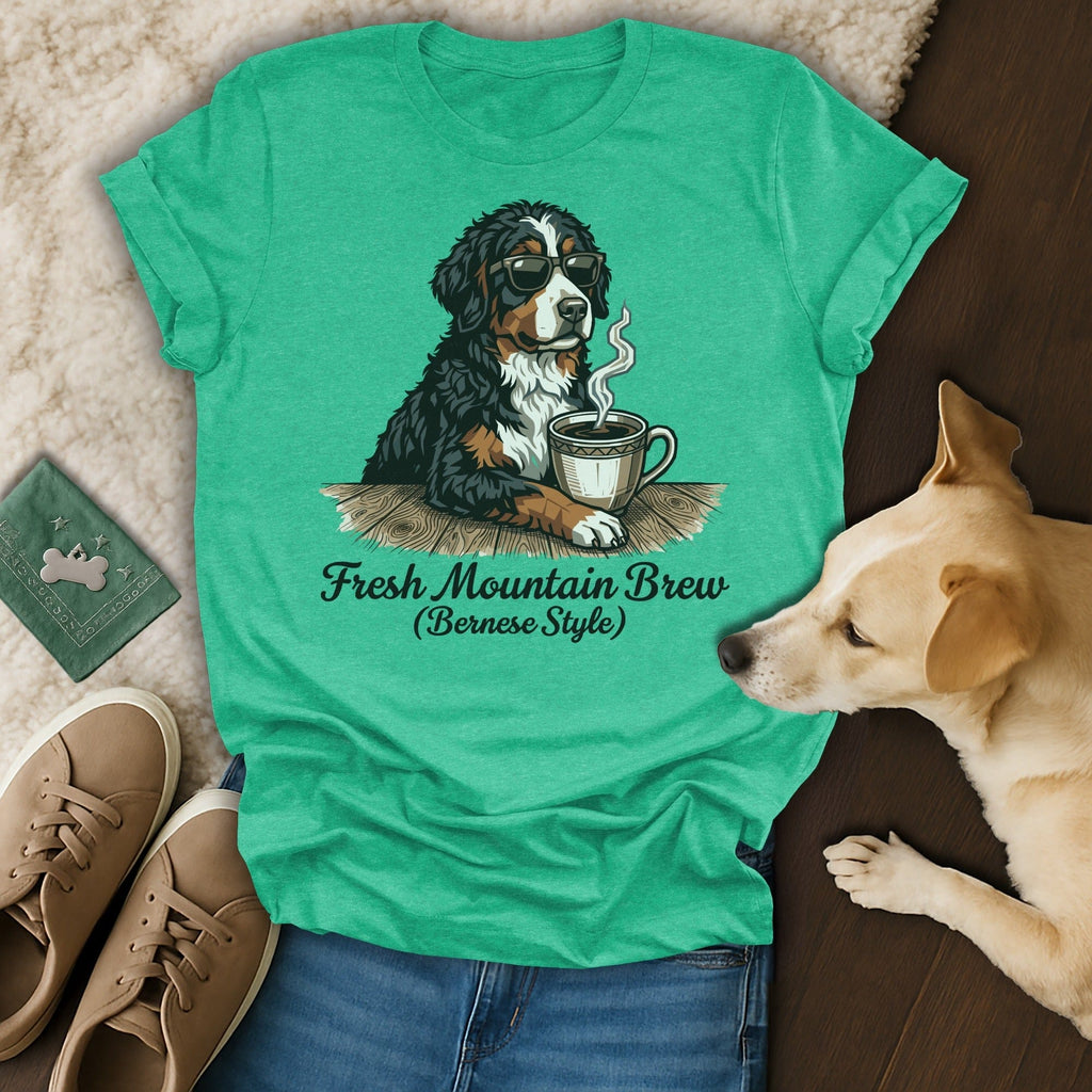 Bernese Mountain Dog Fresh Mountain Brew t-shirt product type

Bernese Mountain Dog, Dog coffee, Fresh Mountain Brew, Bernese Style, Dog sunglasses, Cool dog, Pet apparel, Animal lover, Coffee lover, T-shirt design, Graphic tee, Dog owner, Puppy design, Unique shirt, Funny dog tee, Bernese gift, Green t-shirt, Casual top, Cute animal, Dog breed tee