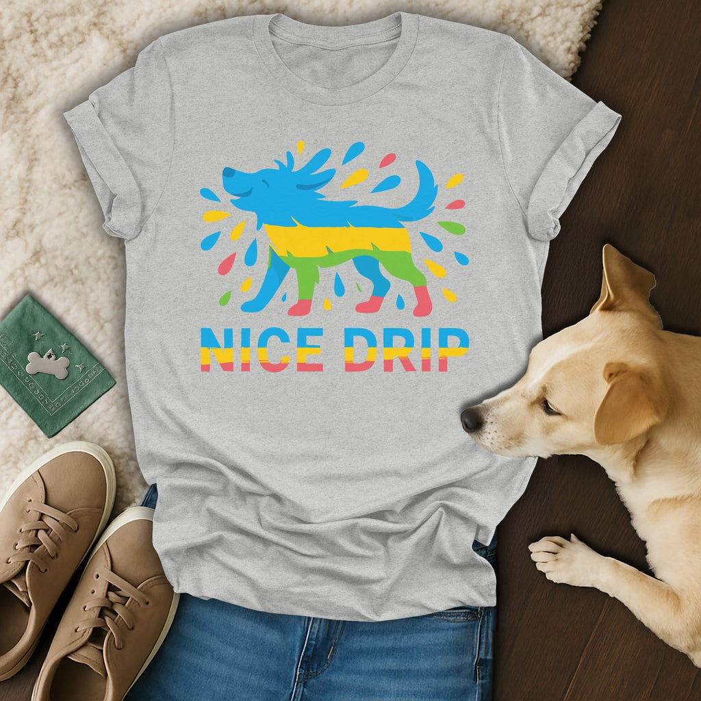 Colorful Dog Nice Drip Graphic T-shirt
