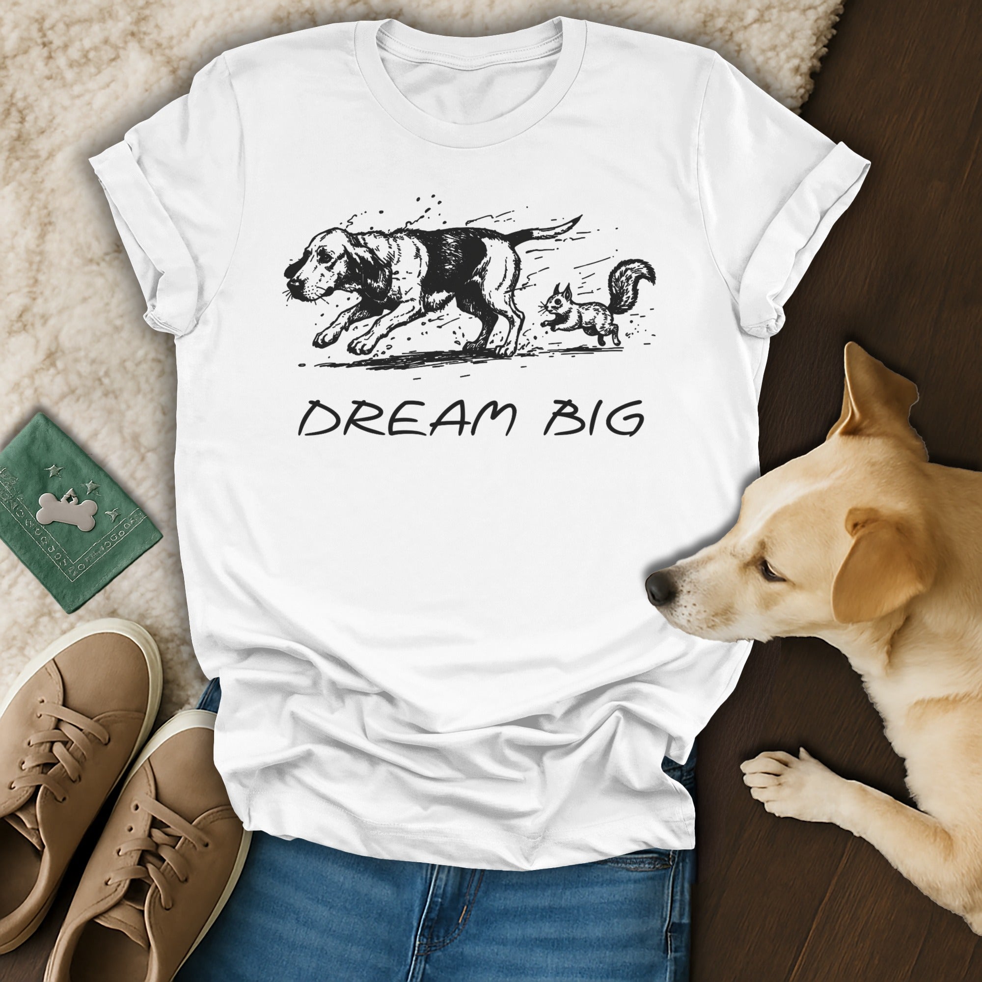 Dream Big Dog Chasing Squirrel T-shirt Product