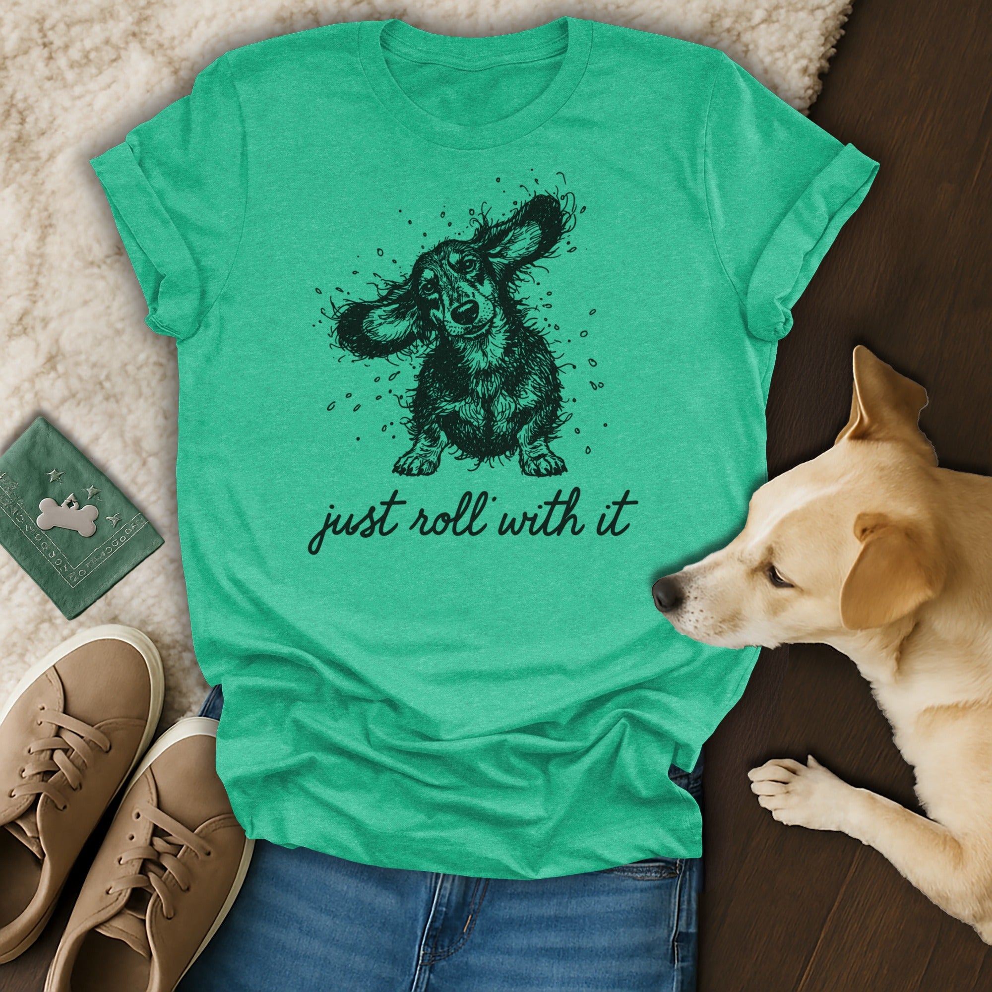Just Roll With It Dog Graphic Tee Shirt