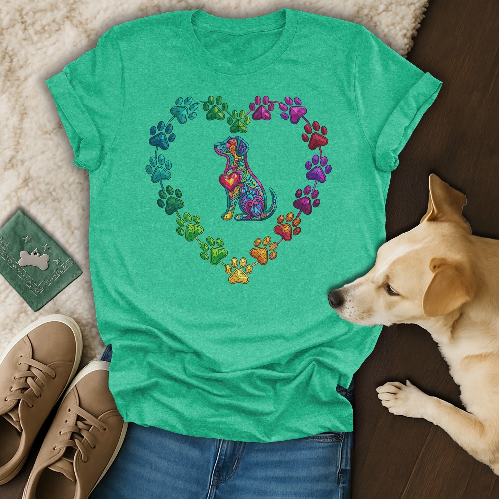 Dog Lover Colorful Mosaic Paw Print Heart Product Type