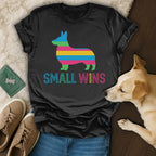 Small Wins Colorful Dog Silhouette T-Shirt