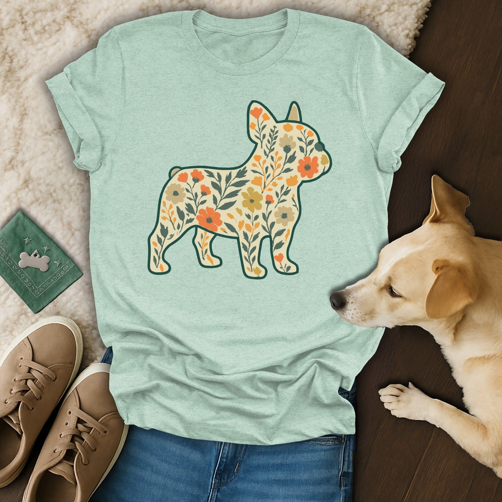 French Bulldog Floral Graphic T-shirt for Dog Lovers