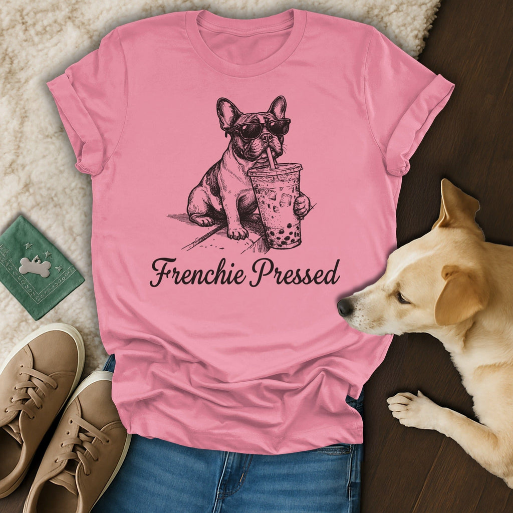 Pink Frenchie Pressed Sunglasses Boba Drink T-shirt product type