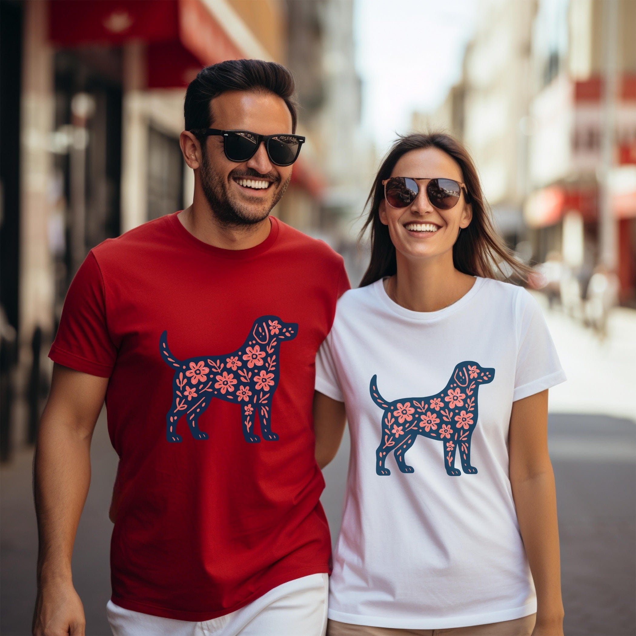 Floral Dog Design Graphic Shirt Casual Wear