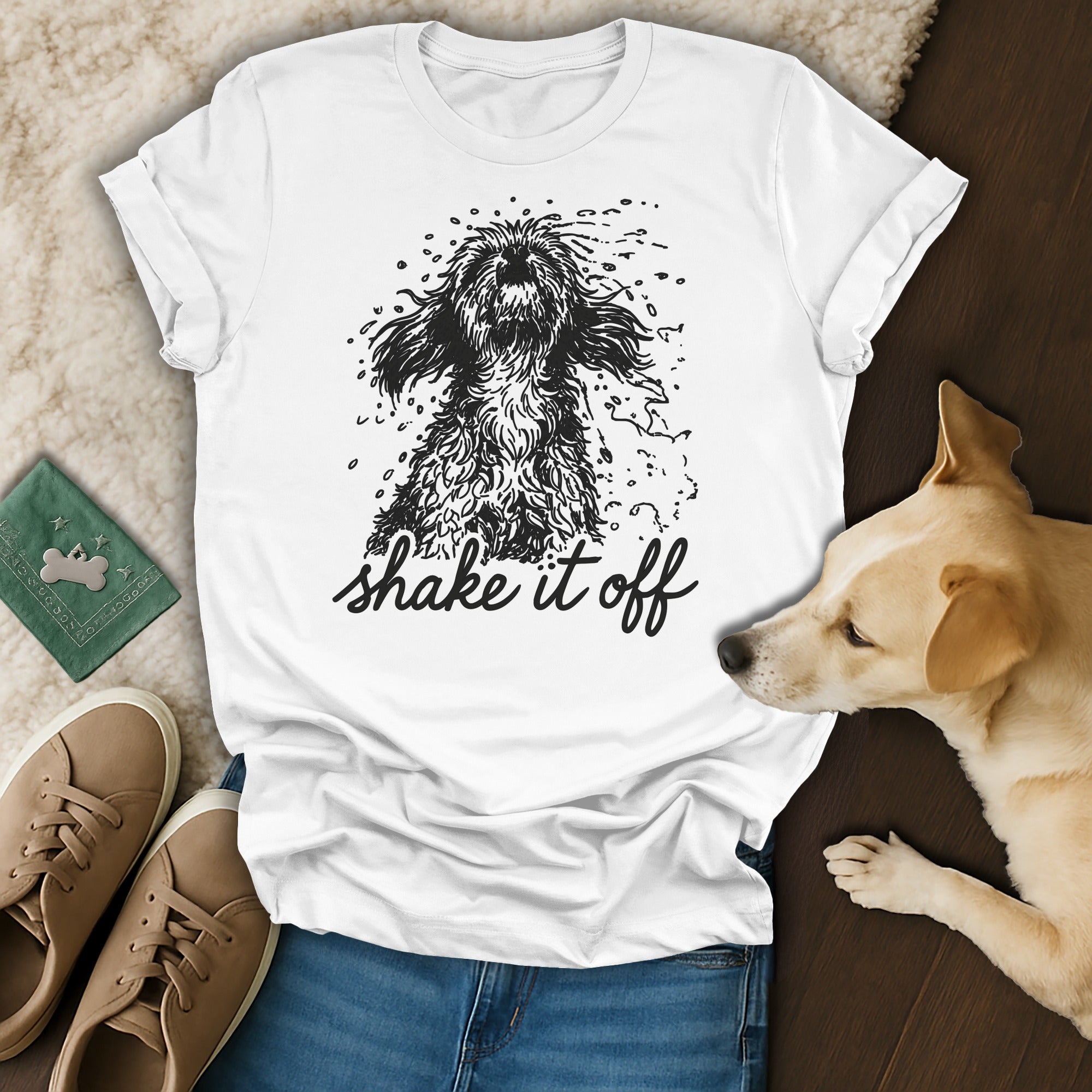 Shake It Off Dog Theme Graphic T-Shirt