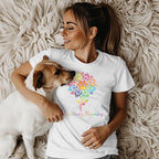 Pawsitively Blooming Colorful Paw Print Design Shirt