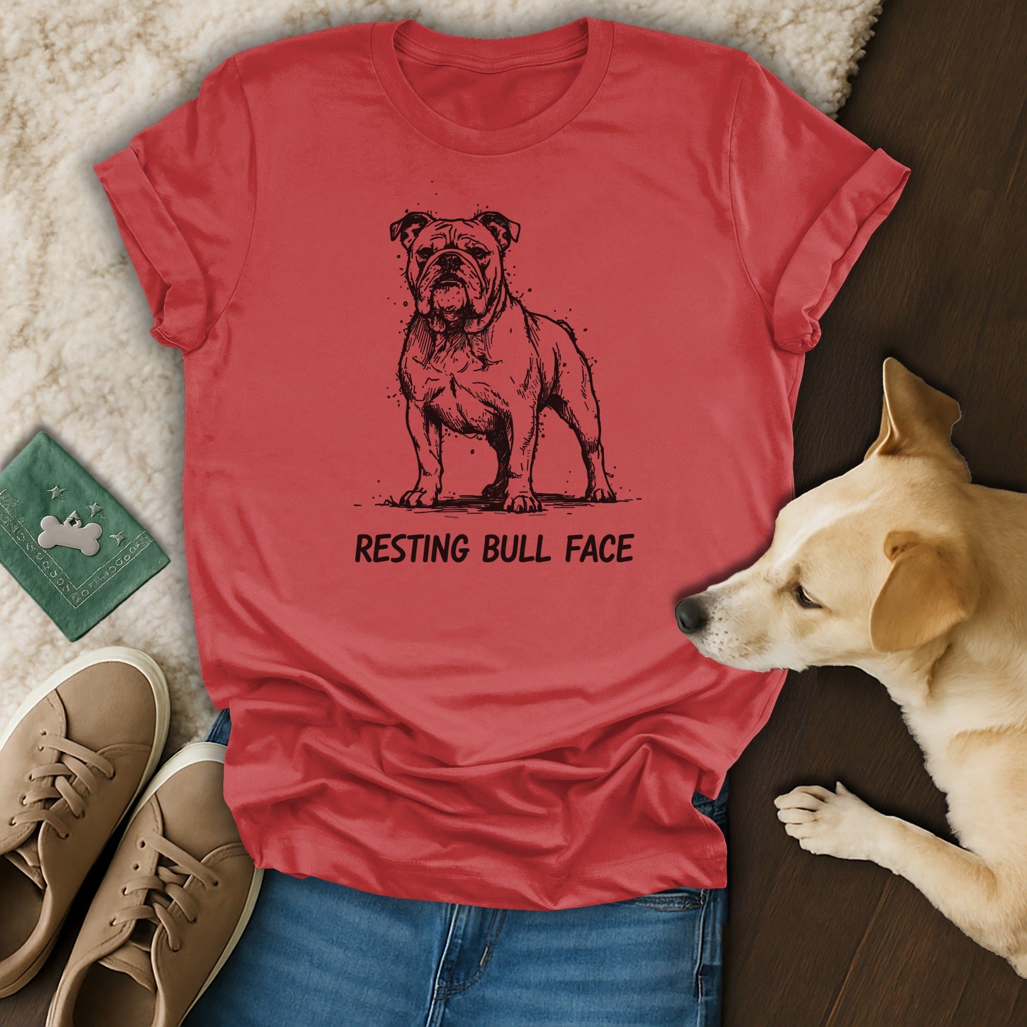 Resting Bull Face Graphic Tee for Dog Lovers