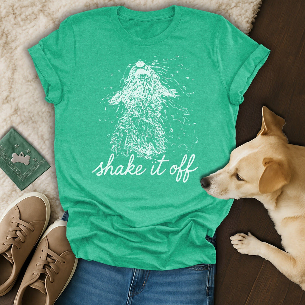 Shake It Off Happy Dog Graphic Green T-Shirt product type