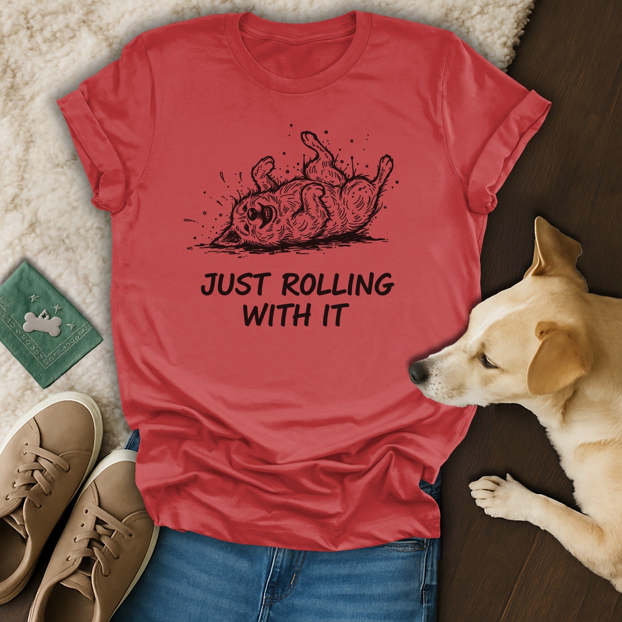 Just Rolling With It Cute Dog Illustration Shirt