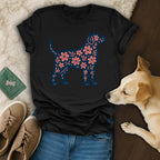 Floral Pattern Dog Design Graphic Tee