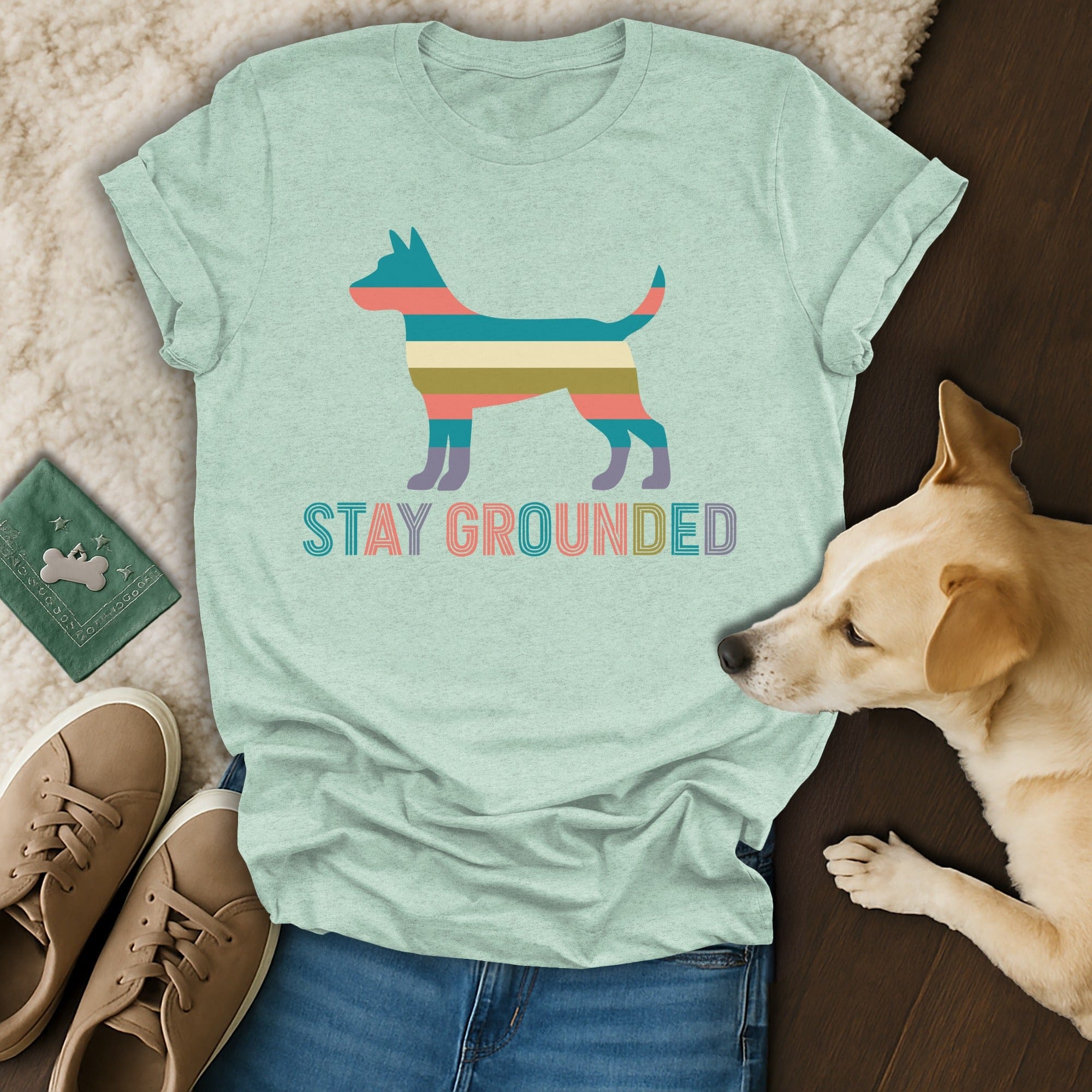 Stay Grounded Colorful Dog Graphic T-Shirt Product