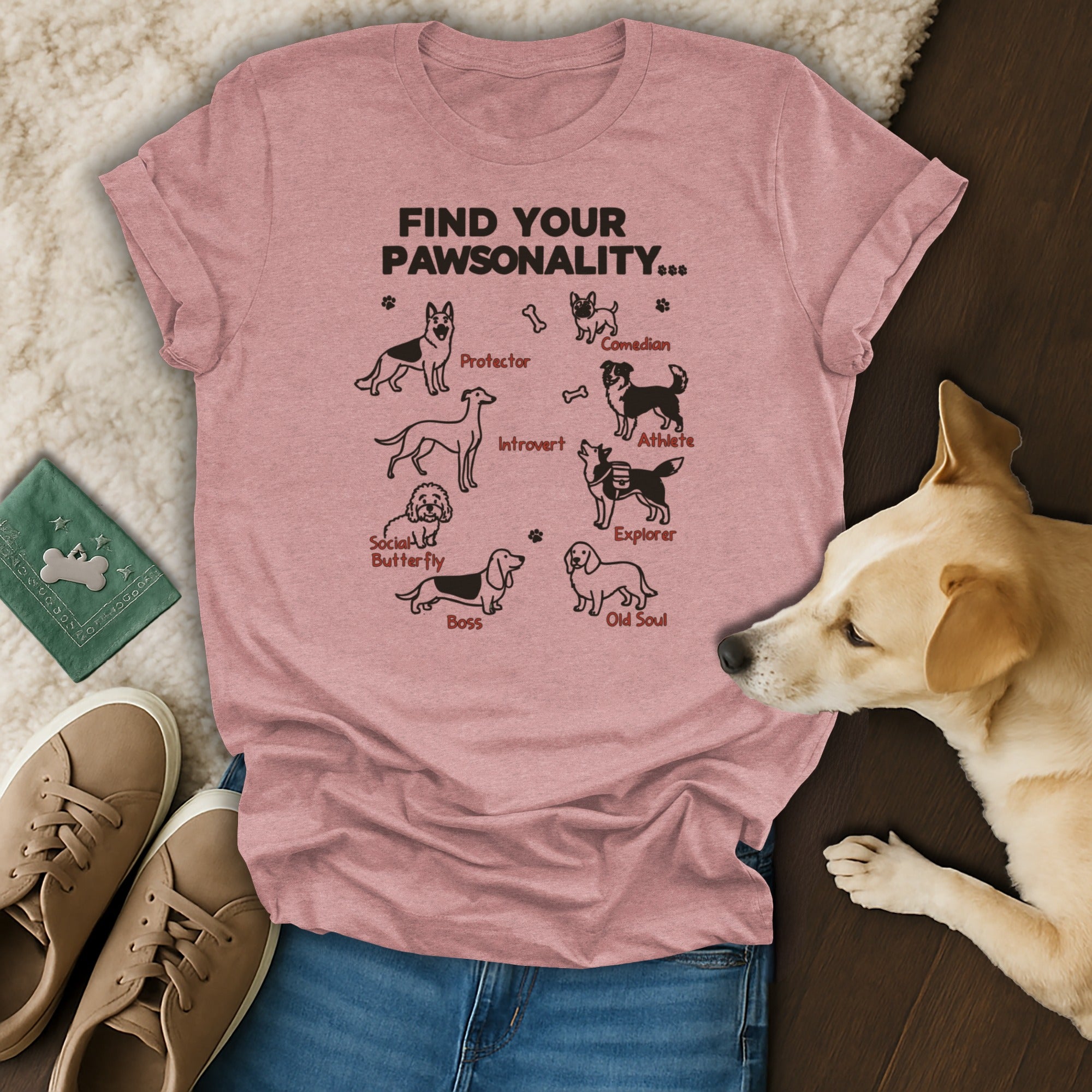 Find Your Pawsonality Dog Lover Graphic T-Shirt